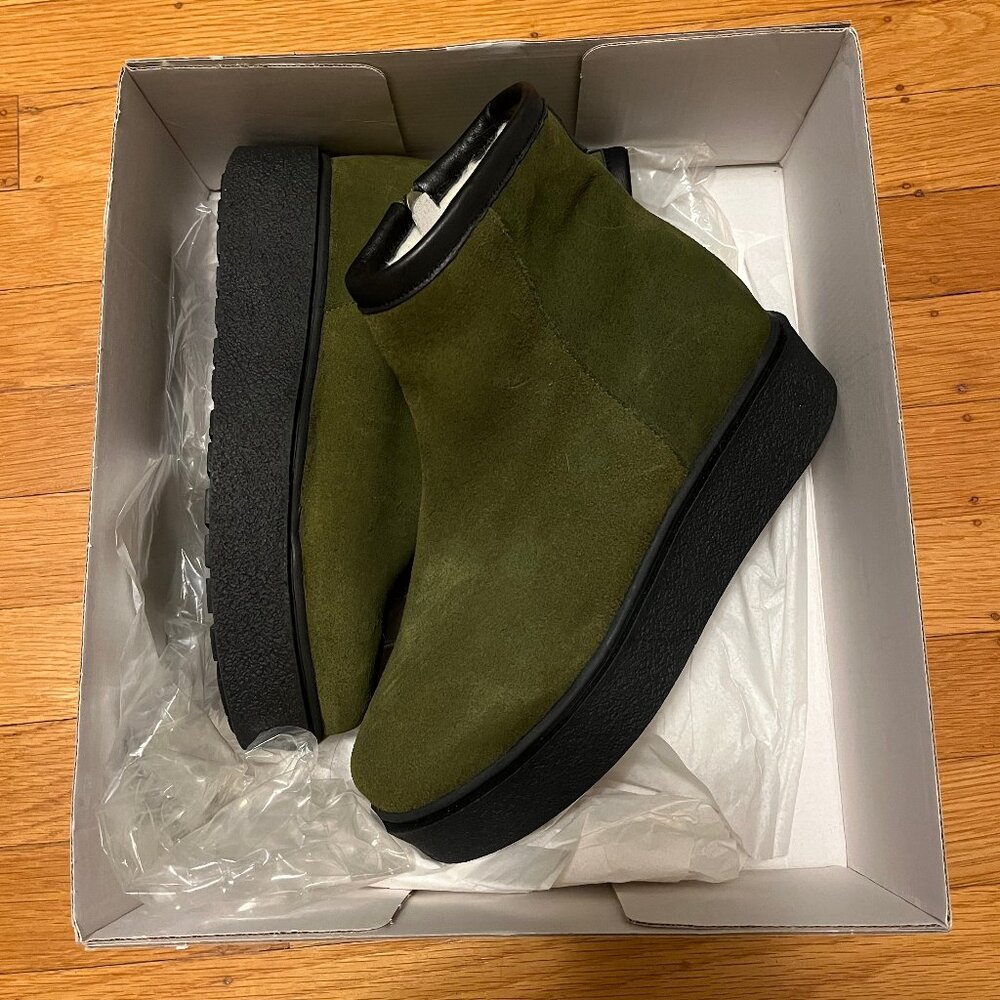 NEW Farylrobin for Anthropologie "Loba" Shearling-Lined Boots, Green, Size 37